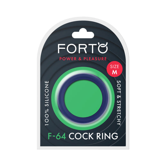 Forto F-64 Wide Liquid Silicone Cockring Medium Blue