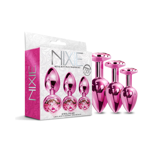 Nixie Metal Butt Plug Trainer Set 3-Piece Pink Metallic