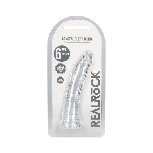 RealRock Crystal Clear Slim 6 in. Dildo Clear