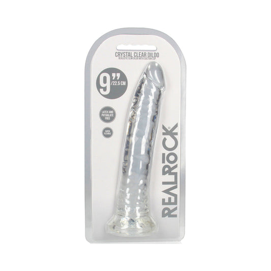 RealRock Crystal Clear Slim 9 in. Dildo Clear