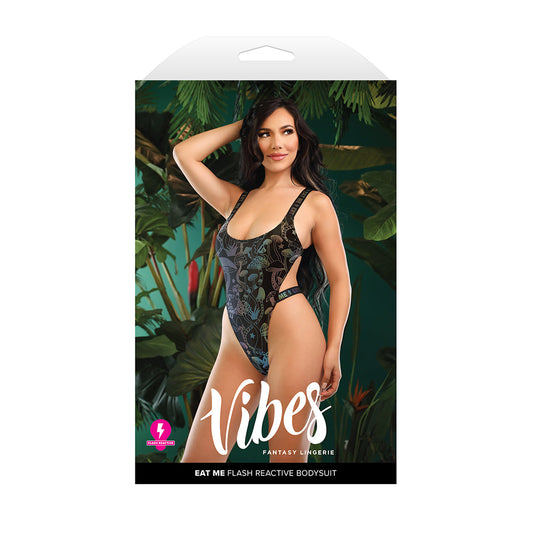 Fantasy Lingerie Vibes Eat Me Flash Reactive Mushroom-Print Bodysuit M/L