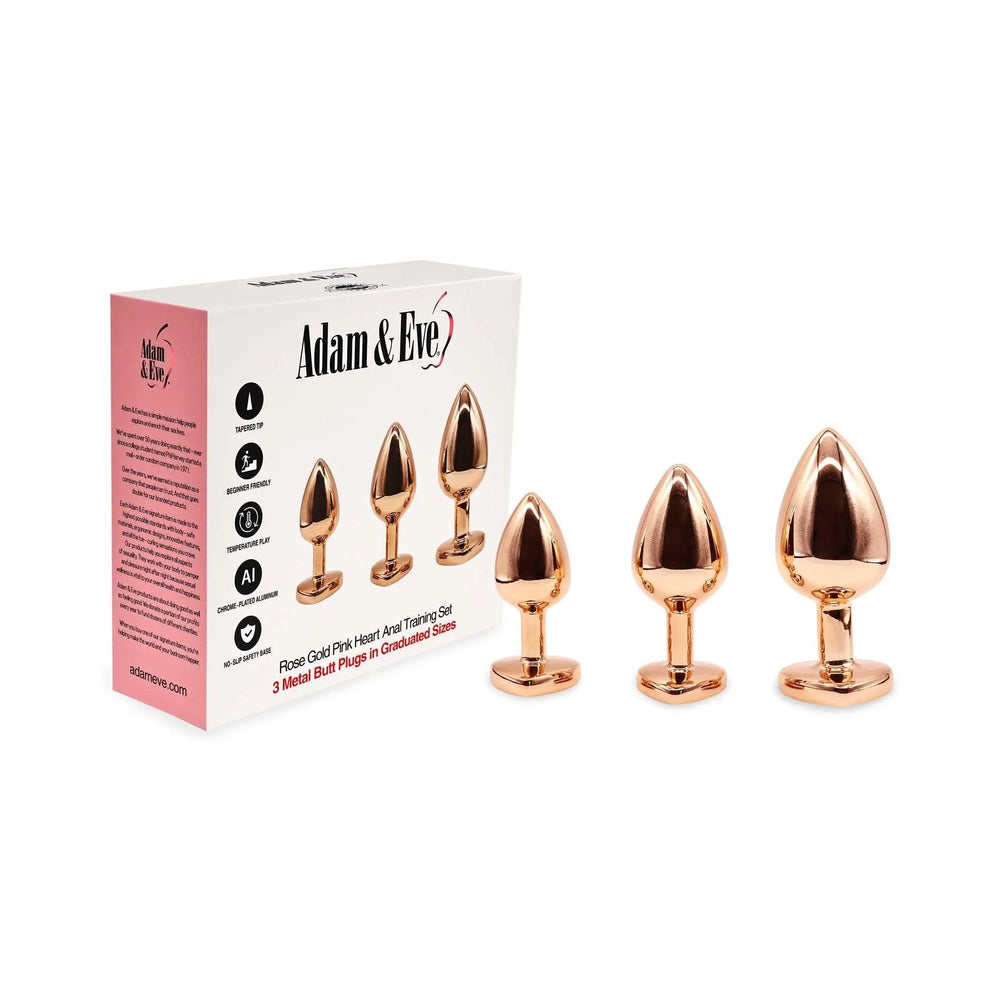 Adam & Eve Rose Gold Pink Heart Anal Plug Training Set xpressionsadultstores Adam & Eve Rose Gold Pink Heart Anal Plug Training Set xpressionsadultstores