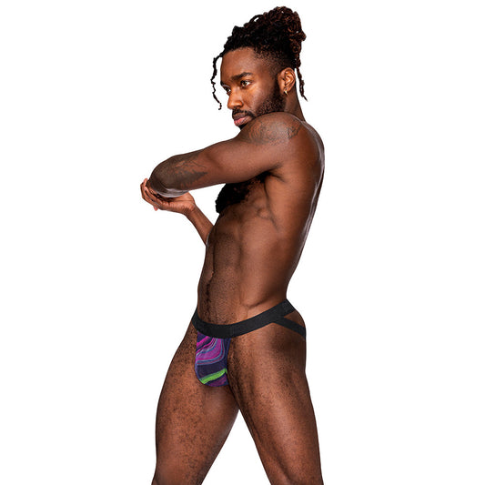 Male Power The Ultimate Duo CRB Strappy Jock & Black Cock Ring Print S/M