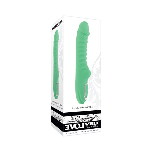 Evolved Full Throttle Rechargeable Warming Vibrator Silicone Mint Green