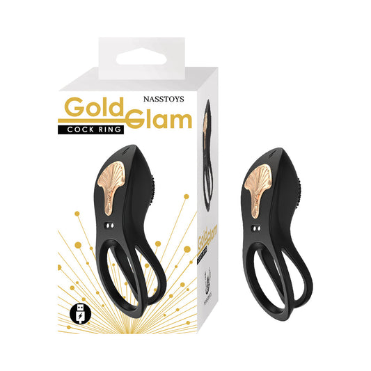 Gold Glam Cockring Black