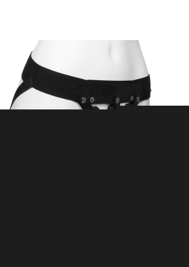 Body Extensions Be Bold Silicone Strap-On Harness with Hollow Dildo - Black - 8in - 2 Piece Kit