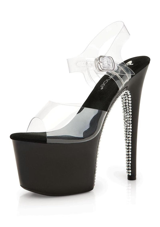 Half Rhinestone Platform Sandal - Size 10