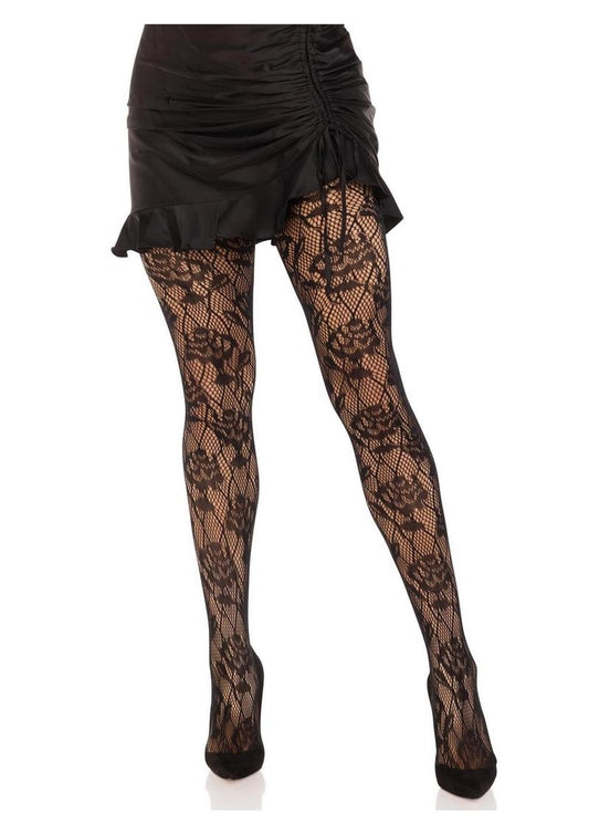 Wild Rose Net Tights - Black - One Size