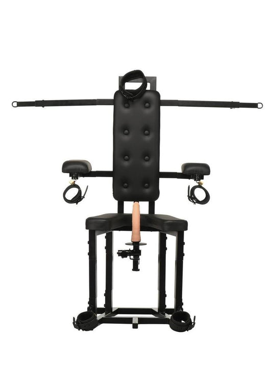 Master Series Bondage Chair with Sex Machine - Black