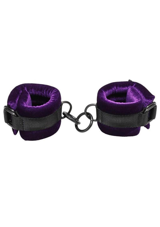 Merci Velvet Wrist Cuffs - Black/Purple