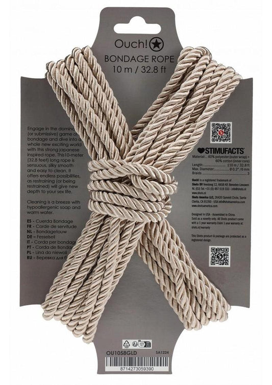 Ouch Bondage Rope 10 Meter Nylon - Gold