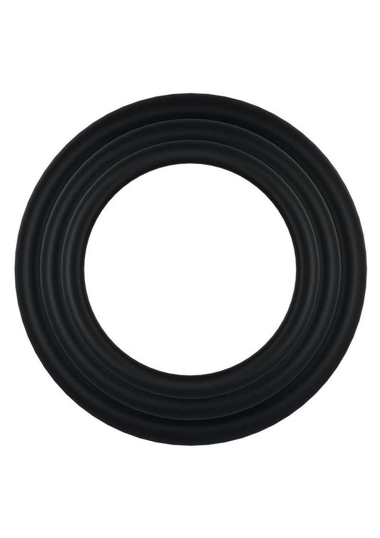Rock Solid Tri-Pack Rubber Gasket Cock Ring - Black