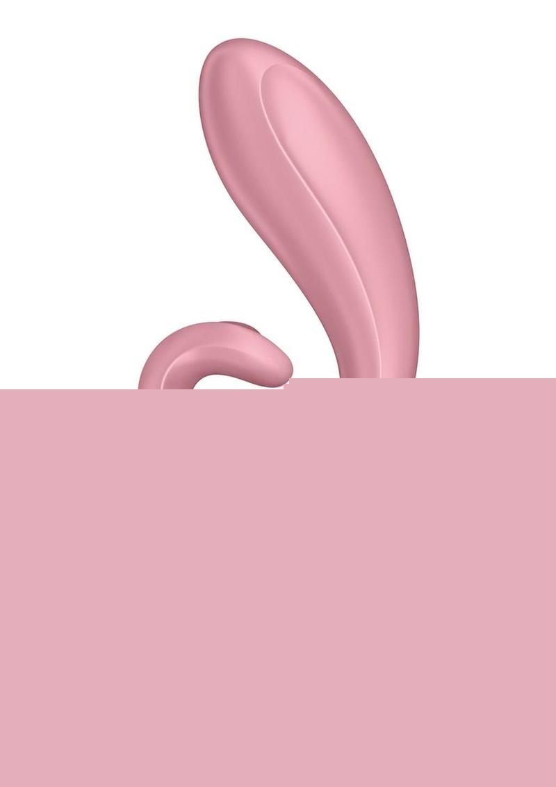 Satisfyer Hug Me Rechargeable Silicone Vibrator with Clitoral Stimulation - Pink