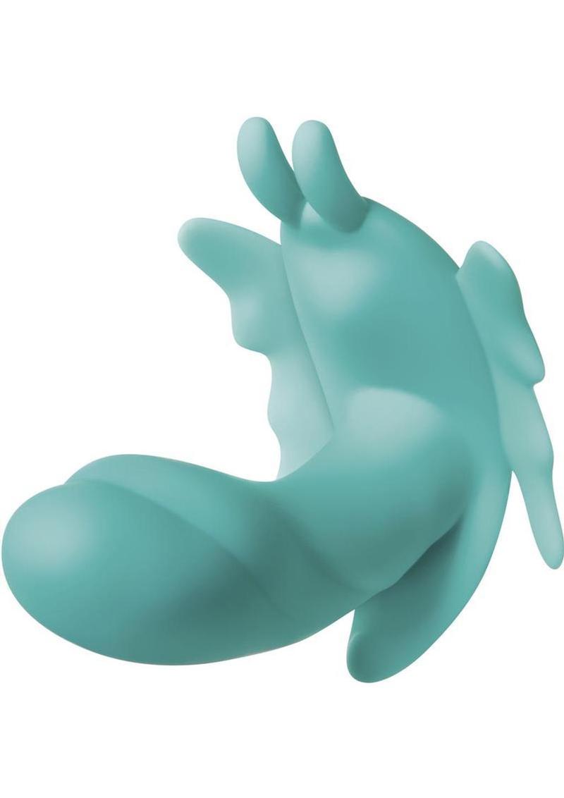 The Butterfly Effect Rechargeable Silicone Dual Motor Vibrator with Remote Control - Green/Teal