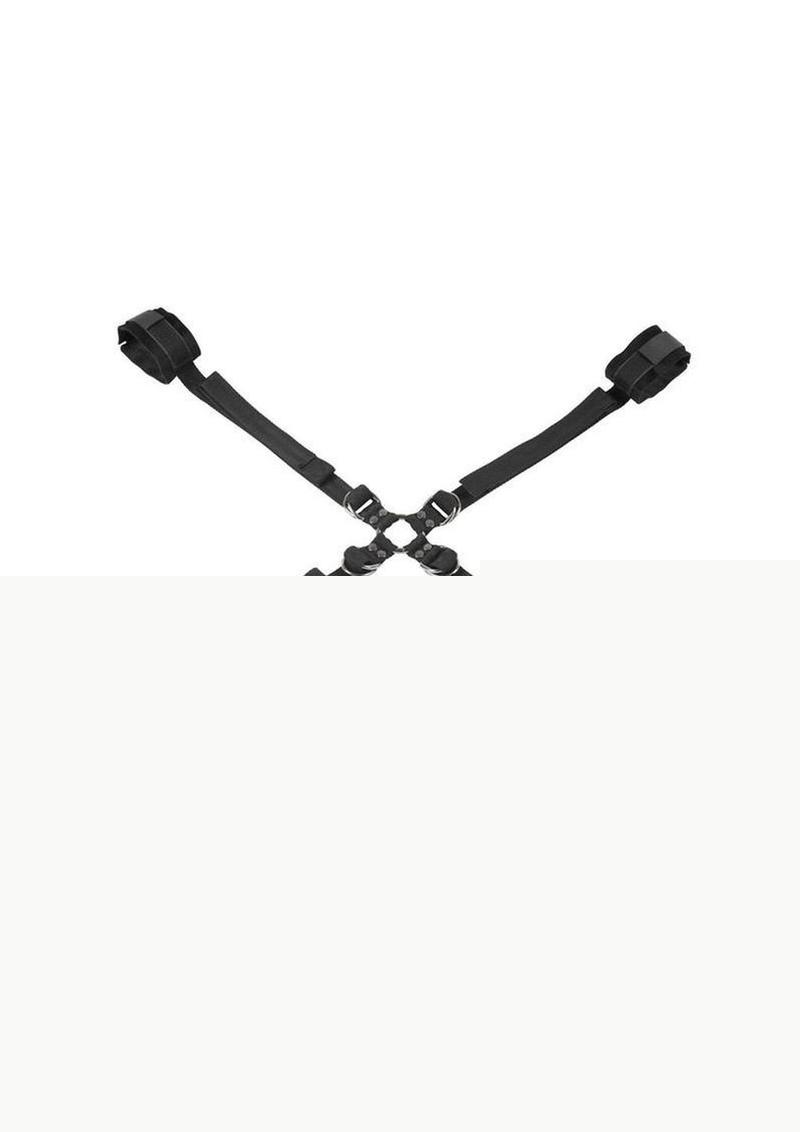 Velvet Noir Adjustable Hog Tie and Cuff - Black - Set