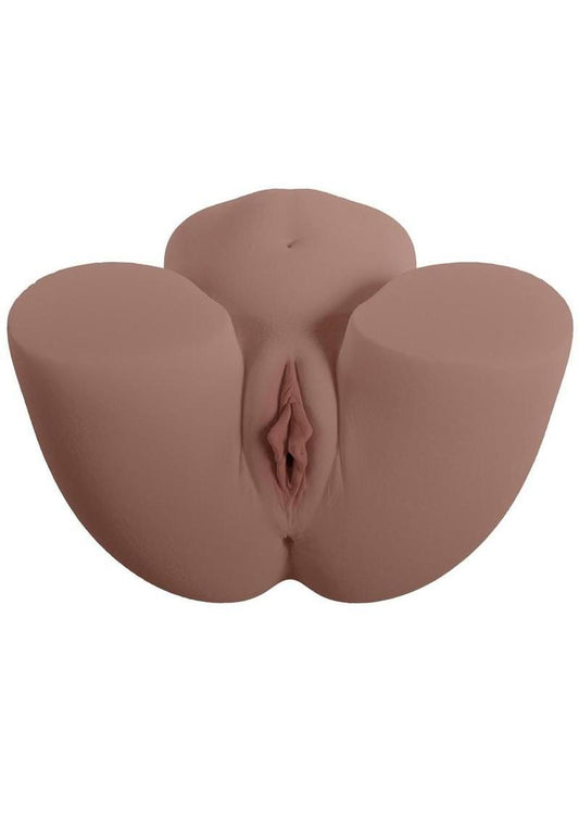 Xkin Amber Allure Bodyforms Rechargeable Thrusting Vibrating Masturbator - Pussy/Ass - Chocolate