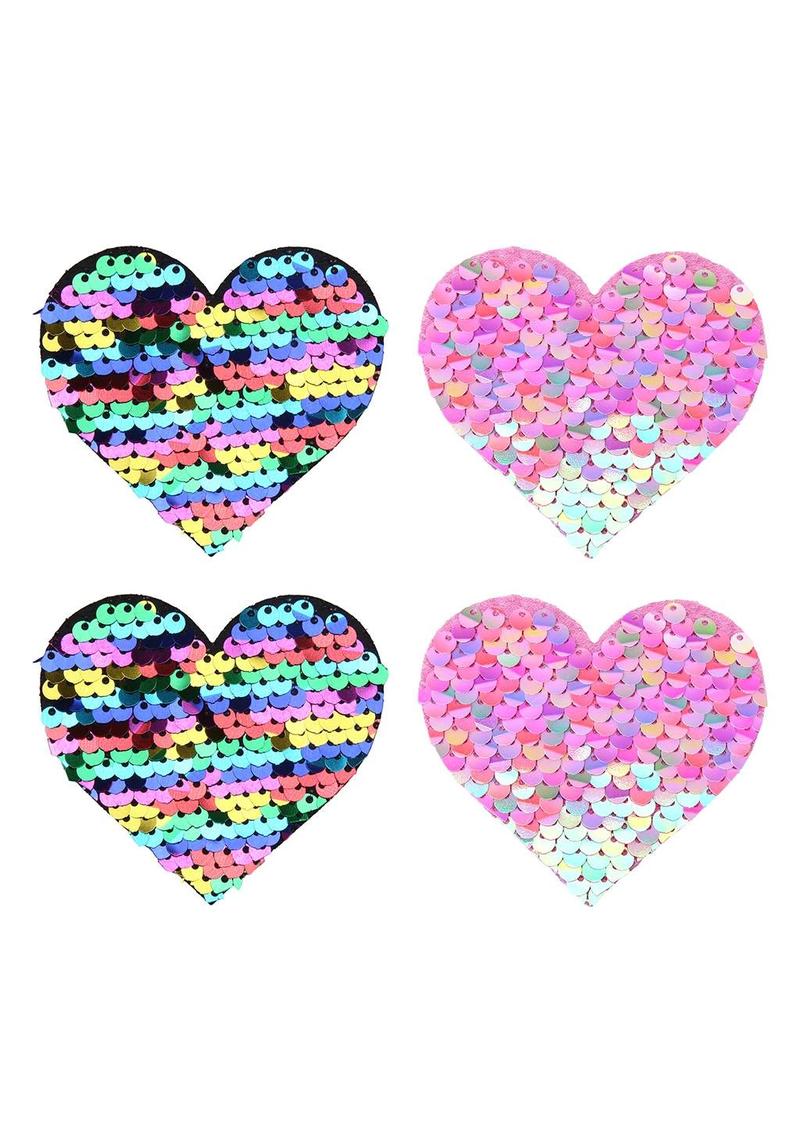 2-Way Sequin Hearts - Rainbow