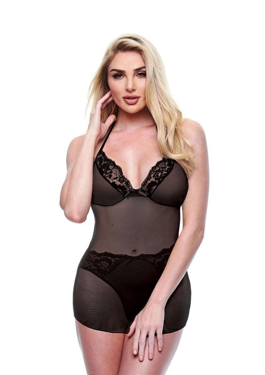 2pc Eco Chemise and Panty - Black - Large/Medium - Set