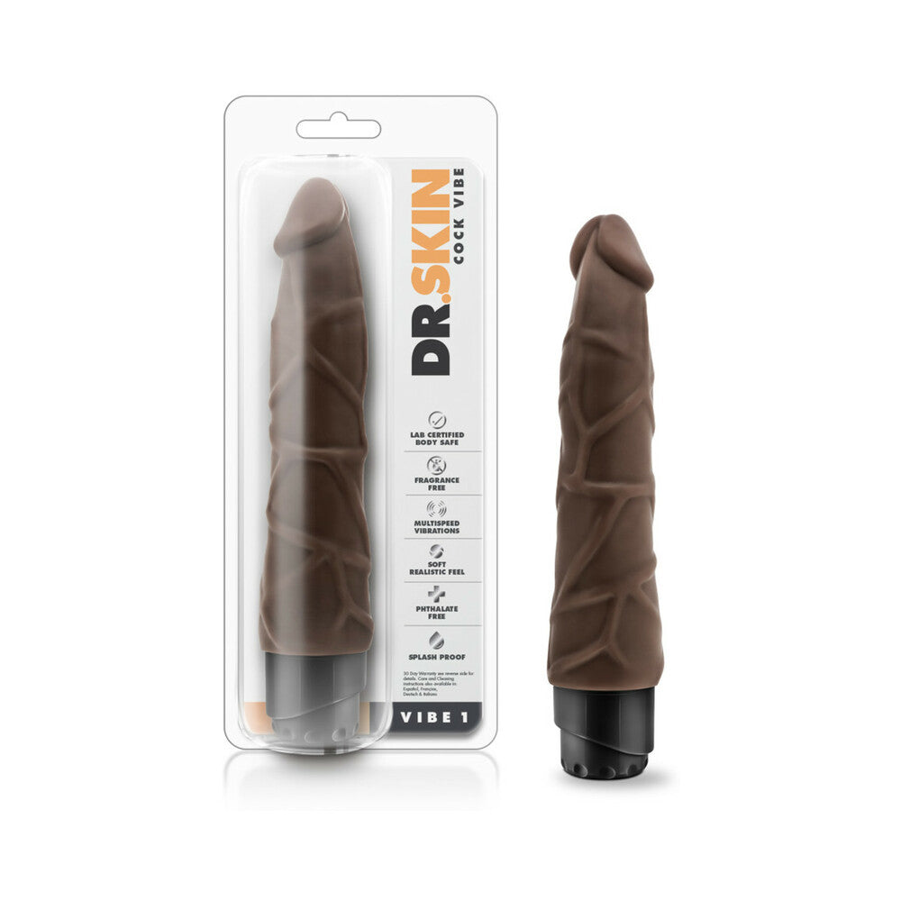 Dr. Skin Cock Vibe 1 Realistic 9 in. Vibrating Dildo Brown