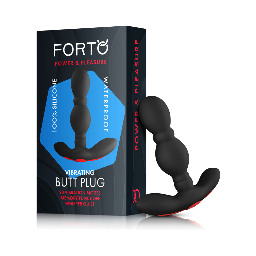 Forto Vibrating Anal Plug Rechargeable Silicone Black