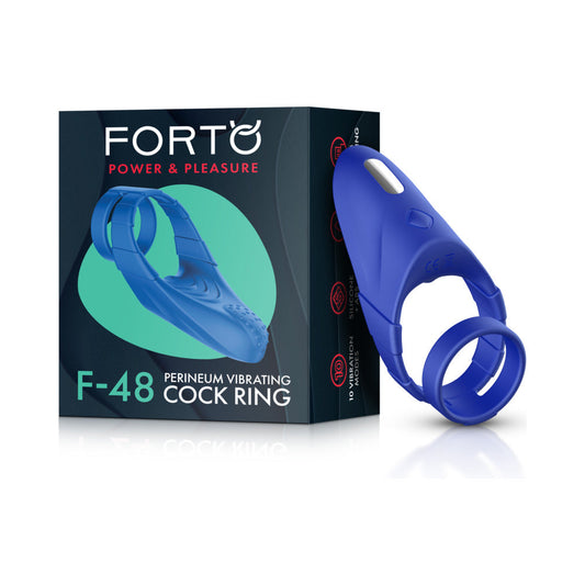 Forto F-48 Rechargeable Silicone Perineum Vibrating Double Cockring Blue