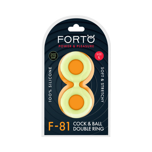 Forto F-81 Liquid Silicone Cock & Ball Double Ring Large Glow