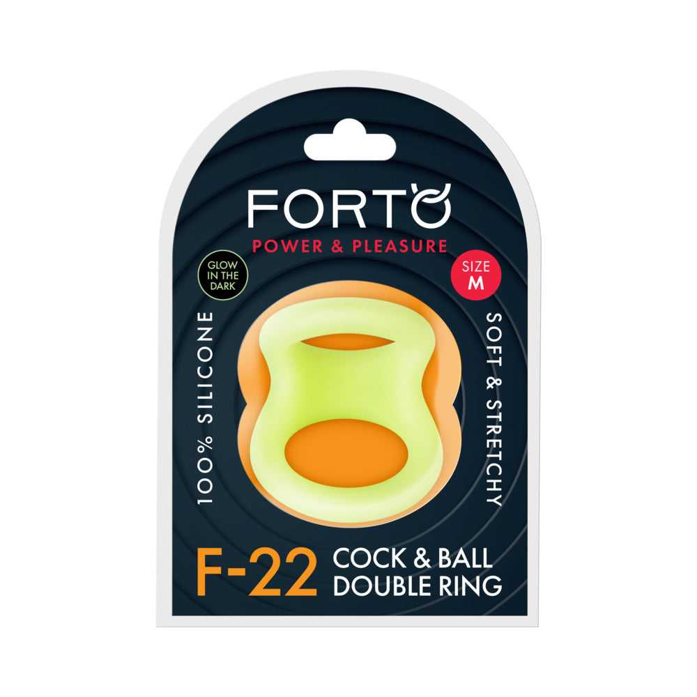 Forto F-22 Liquid Silicone Cock & Ball D-Ring Medium Glow