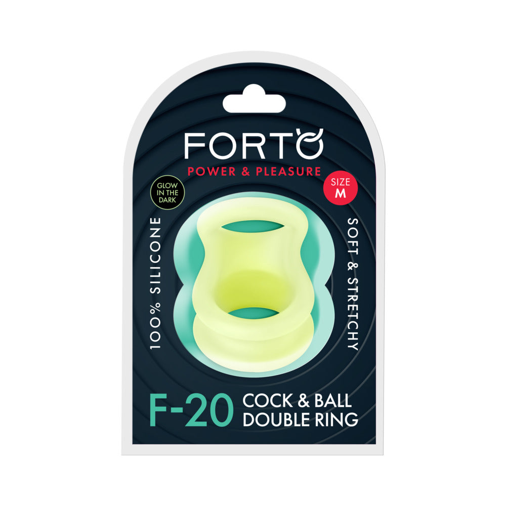 Forto F-20 Liquid Silicone Cockring & Ball Stretcher Medium Glow