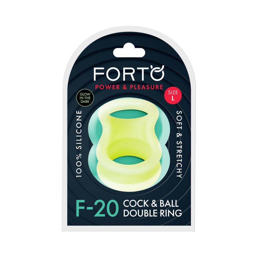 Forto F-20 Liquid Silicone Cockring & Ball Stretcher Large Glow