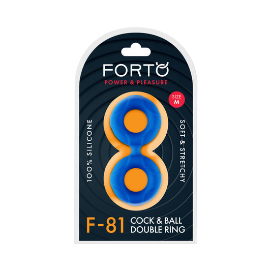 Forto F-81 Liquid Silicone Cock & Ball Double Ring Medium Blue