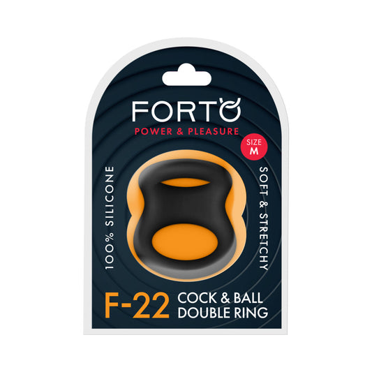 Forto F-22 Liquid Silicone Cock & Ball D-Ring Medium Black