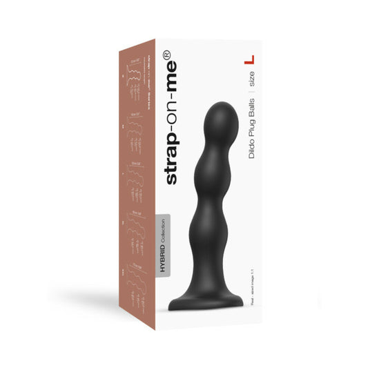 Strap-On-Me Hybrid Collection Silicone Dildo Plug Balls Black Large