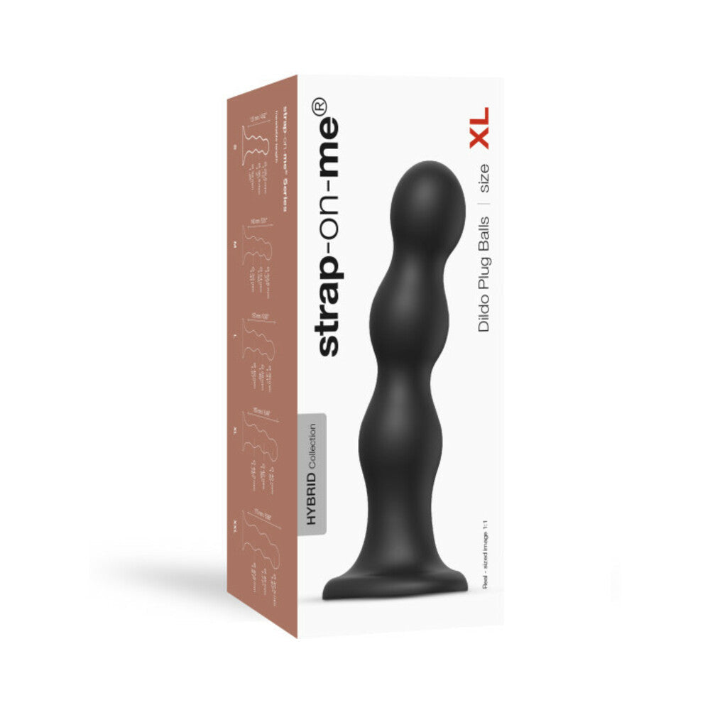 Strap-On-Me Hybrid Collection Silicone Dildo Plug Balls Black X-Large