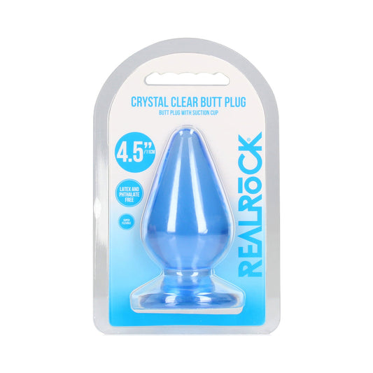 RealRock Crystal Clear 4.5 in. Anal Plug Blue
