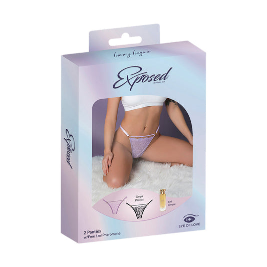 Magic Silk Pheromone Panties Tanga Panty 2-Pack Lilac/Black Queen Size