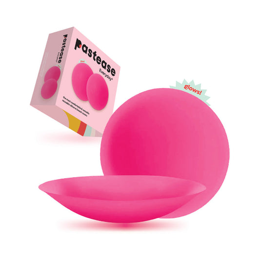 Pastease Halos Reusable Sticky Adhesive Silicone Nipple Cover Neon Pink Glow-in-the-Dark Large D+ Cup