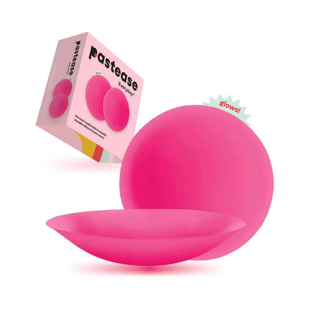 Pastease Halos Reusable Sticky Adhesive Silicone Nipple Cover Neon Pink Glow-in-the-Dark Small A-C Cup