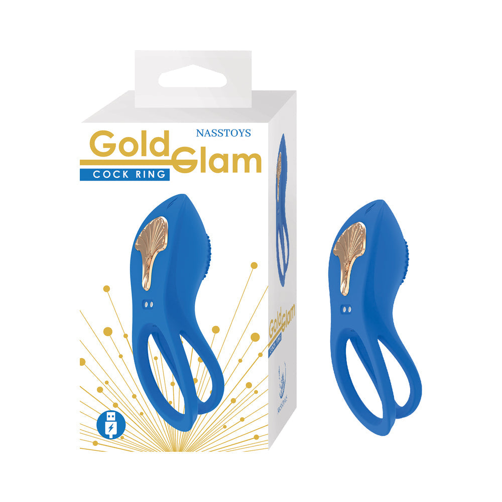 Gold Glam Cockring Blue