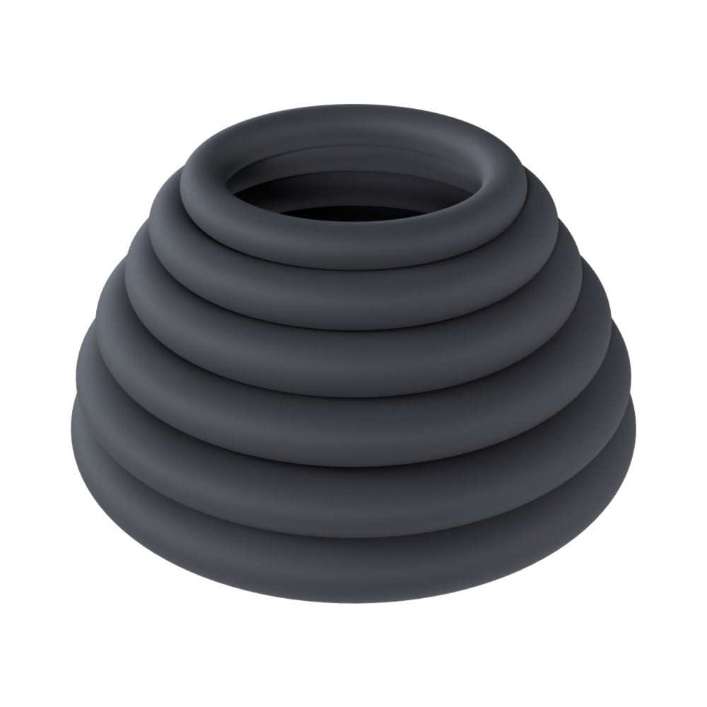 LEVELZ Classic Silicone Cock Ring Set of 6 All Sizes Black
