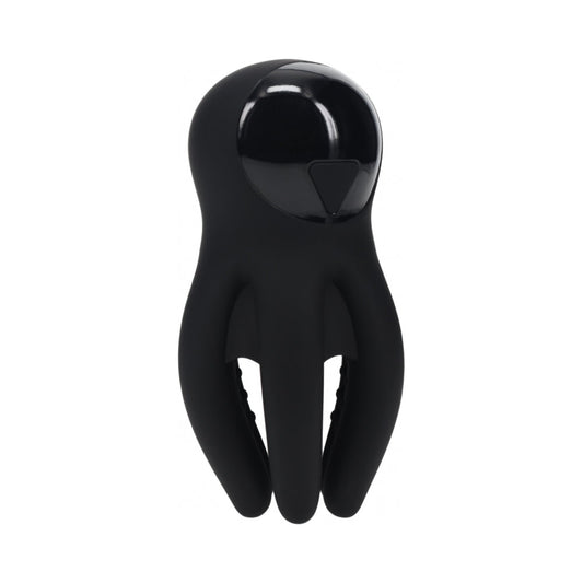 LEVELZ Digital Vibrating Silicone Penis Head Stimulator with Tentacles Black