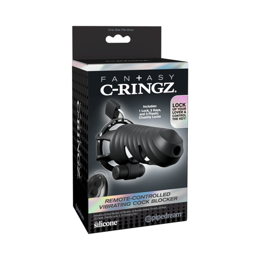 Fantasy C-Ringz Remote-Controlled Vibrating Cock Blocker Black
