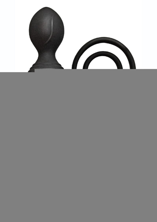 Anal-Ese Silicone Rechargeable Anal Plug and Cock Ring with Remote Control - Black