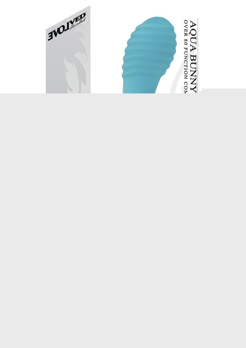 Aqua Bunny Rechargeable Silicone Rabbit Vibrator with 80 Functions - Aqua/Blue
