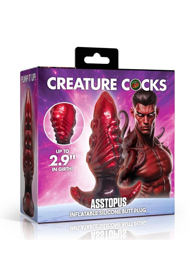 Asstopus Tentacle Inflatable Silicone Anal Plug - Black/Red - Medium
