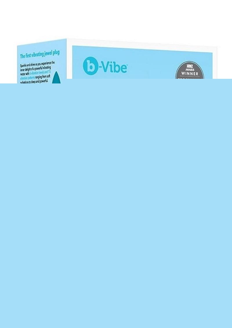 B-Vibe Vibrating Jewel Plug Rechargeable Silicone Anal Plug with Remote - Teal - Medium/Small