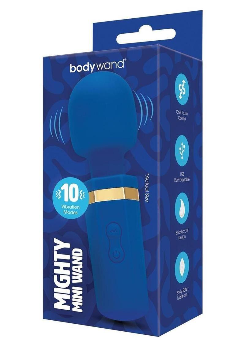 Bodywand Mighty Mini Wand Rechargeable Wand Massager - Blue/Gold