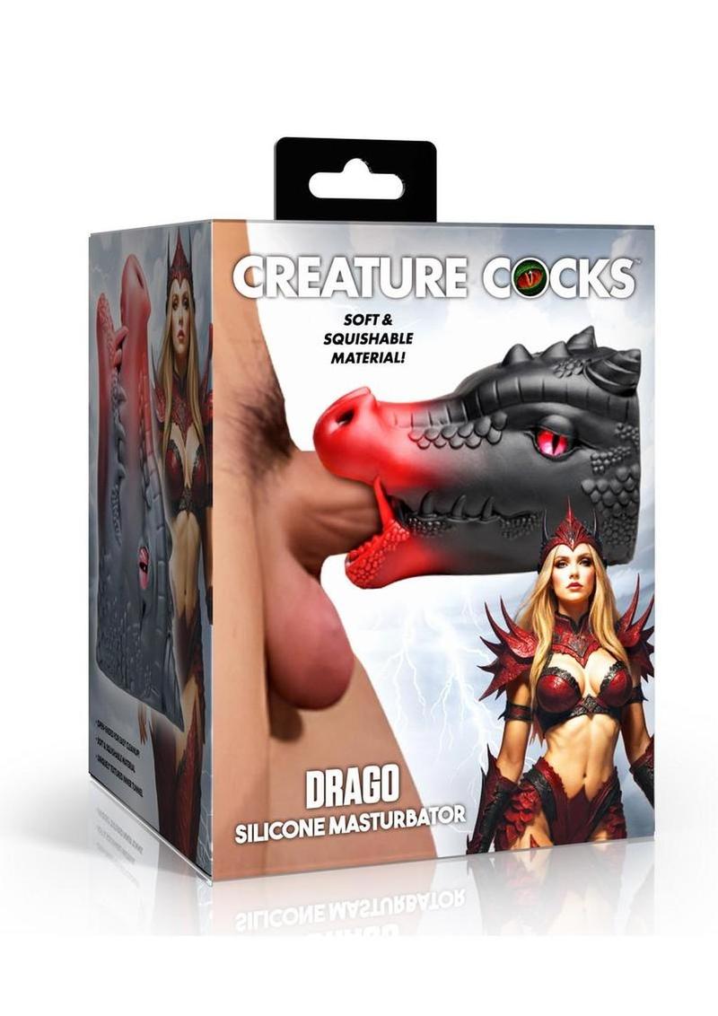 Creature Cocks Drago Silicone Masturbator - Black/Red