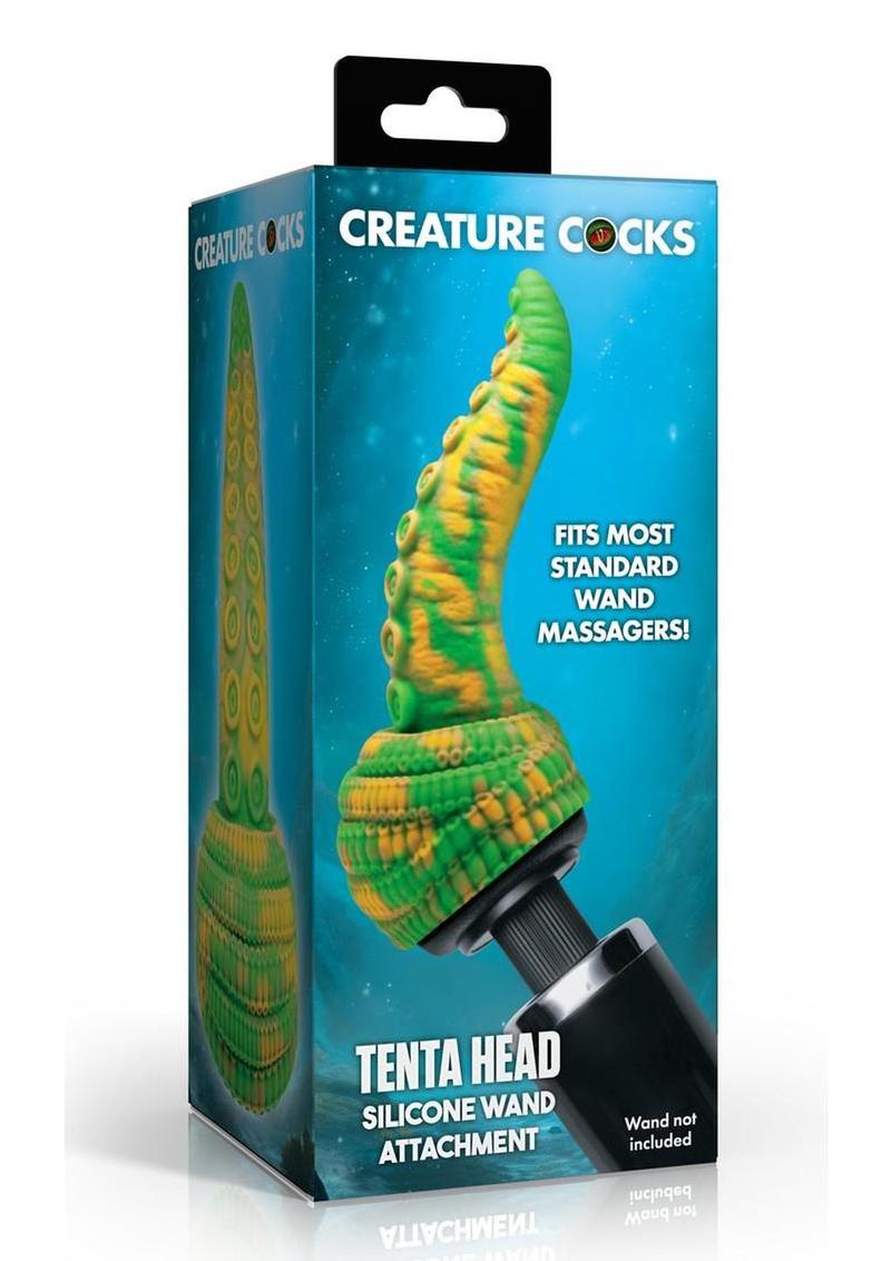 Creature Cocks Tenta Head Silicone Wand Attachment - Green/Yellow