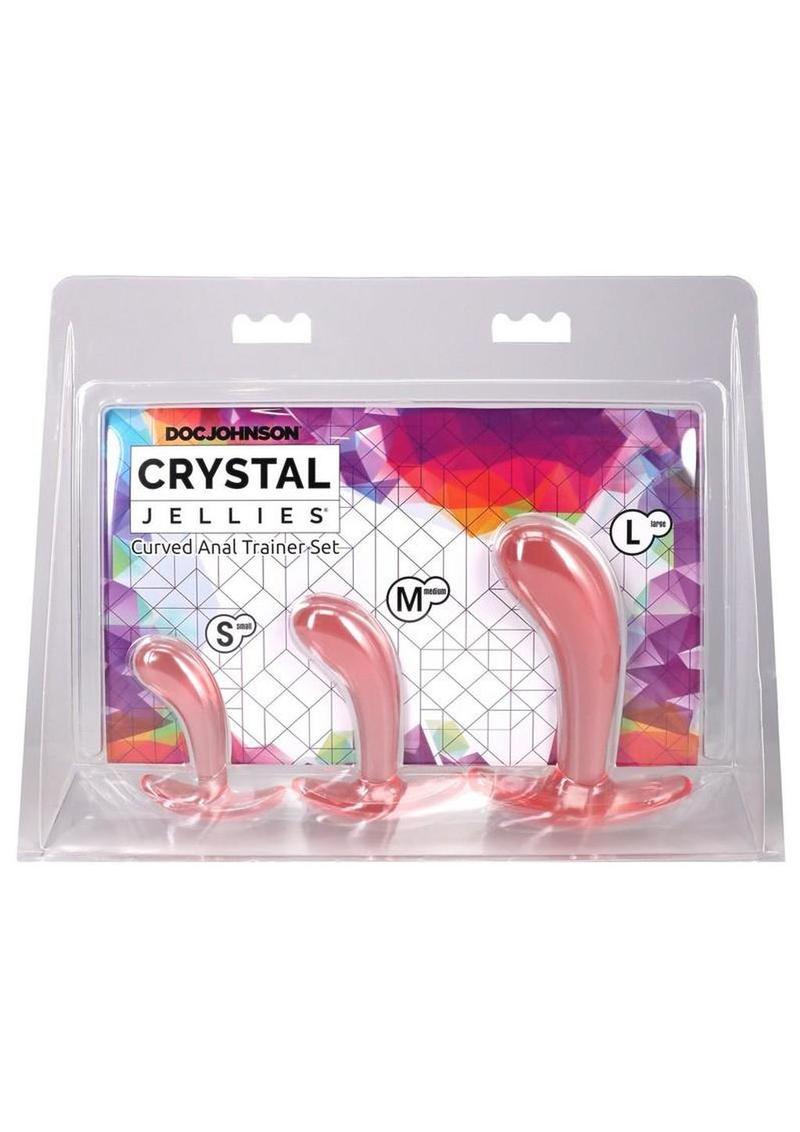 Crystal Jellies Curved Anal Trainer - Pink - 3 Piece/Set