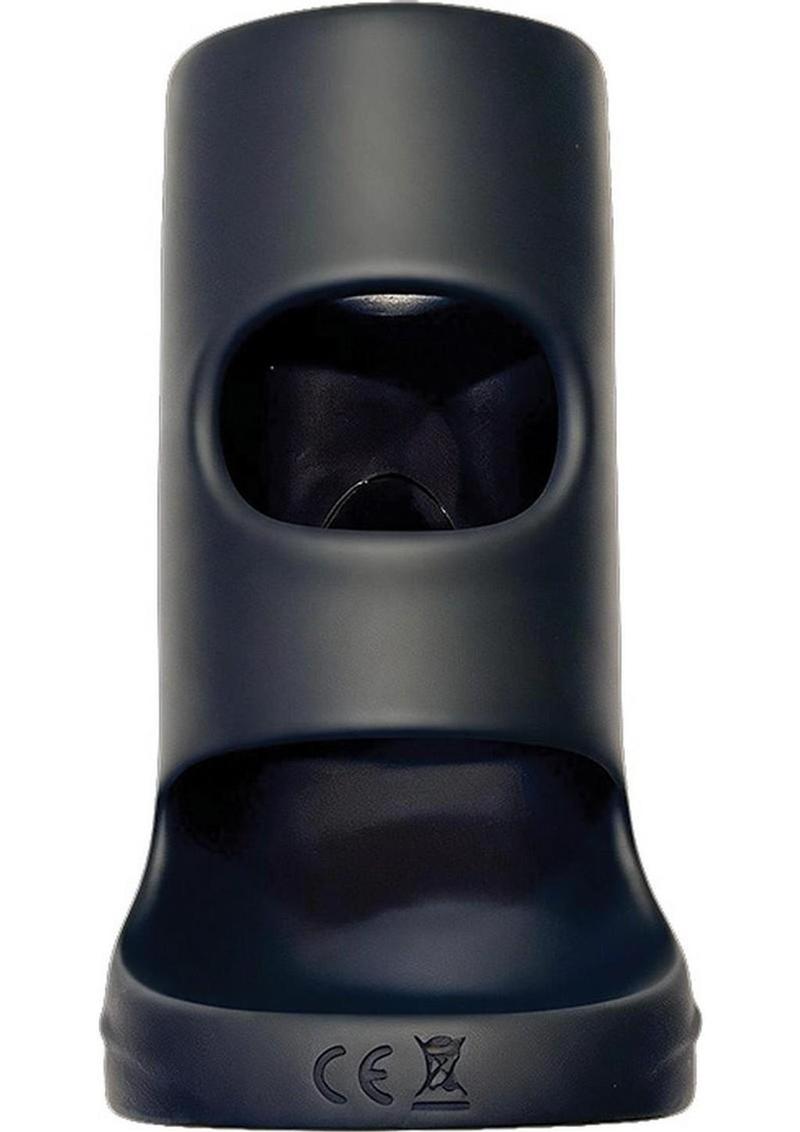 Decadence Motor Mount Rechargeable Silicone Vibrating Penis Sleeve - Black - 4.75in